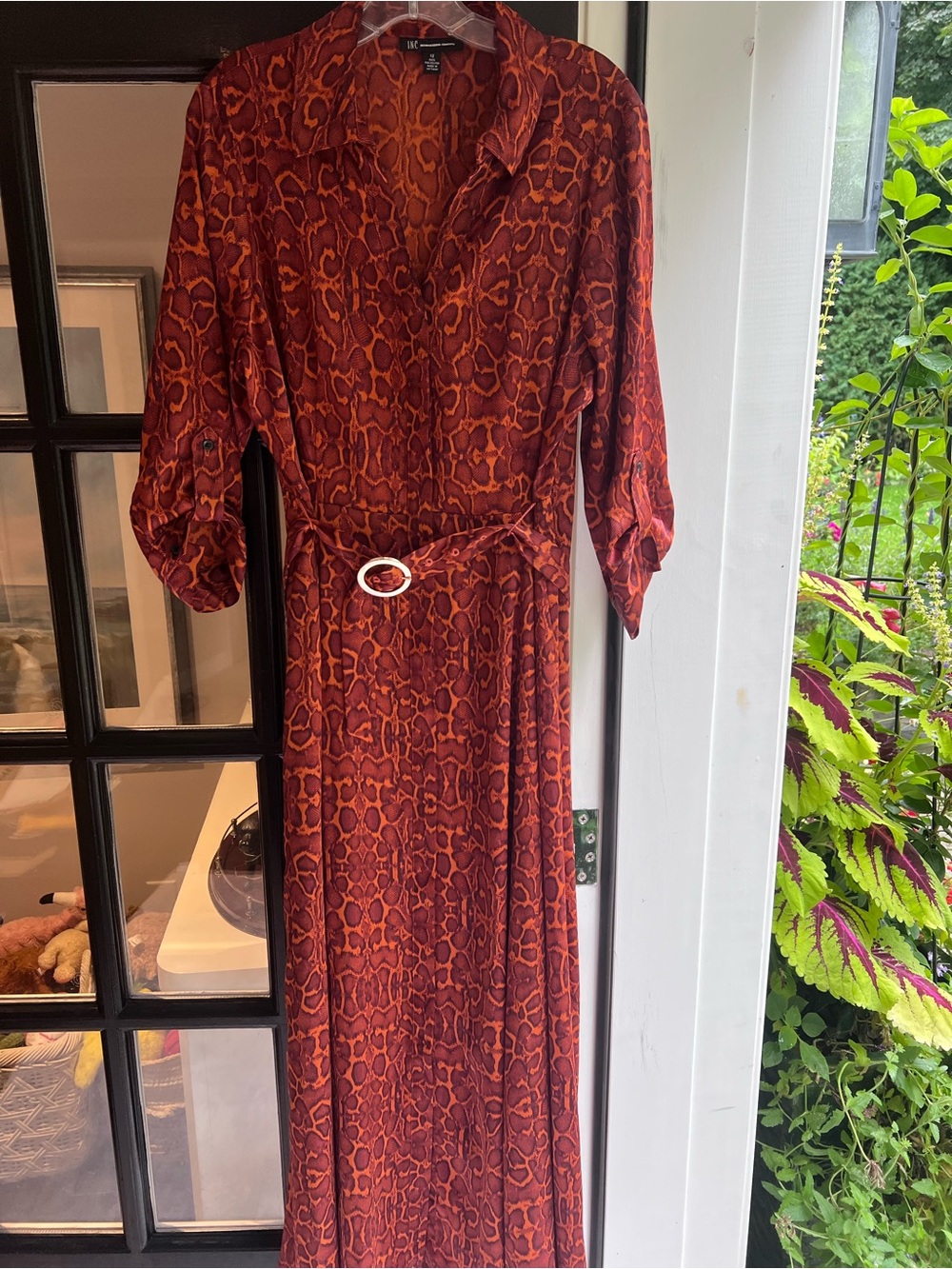 INC International Concepts Rust and Orange Animal-Print Maxi Dress